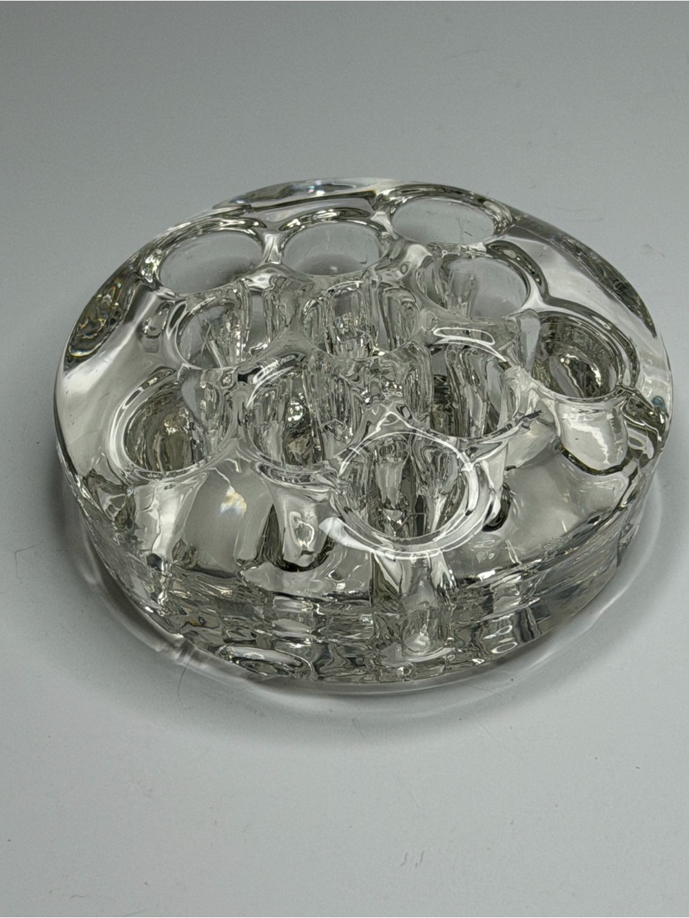 Flower Frog Star 11 Hole Footed Clear Glass 3 inch